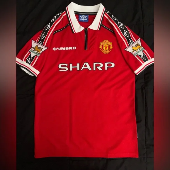 Beckham #7 Manchester Jersey Retro 1998 Shortsleeve With badges S-M Shirts